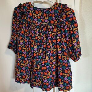 Du Pareil Au Meme baby dress size 18m fall flower motif